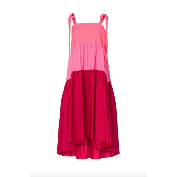 Peter Som Collective Three Tier Midi Dress Pink Womens Size 0 - Picture 11 of 11